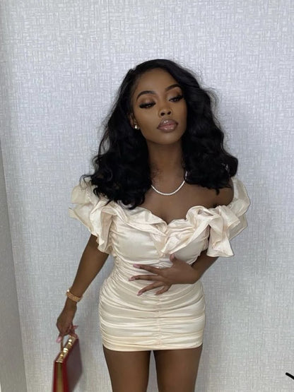 Sexy Ivory Sleeveless Pleated Mini Party Dress Homecoming Dress TP2658