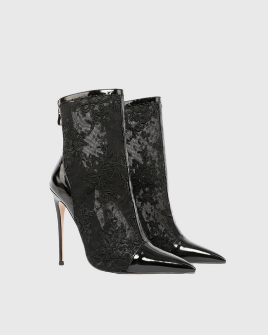 Talia Mesh Leather Splicing Ankle Boots
