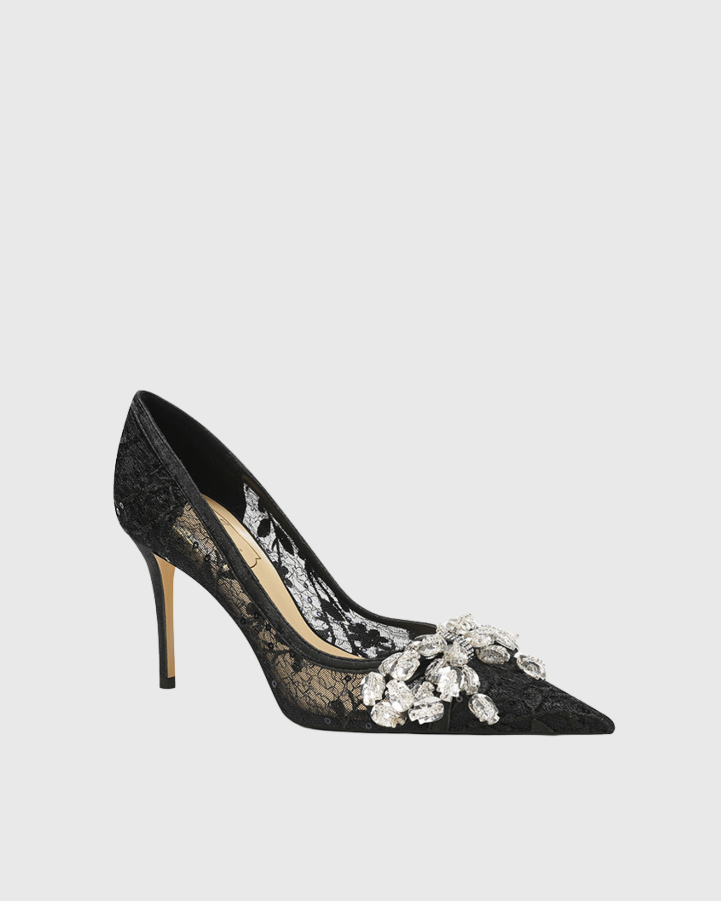 Tate Rhinestone Lace Pumps In Black