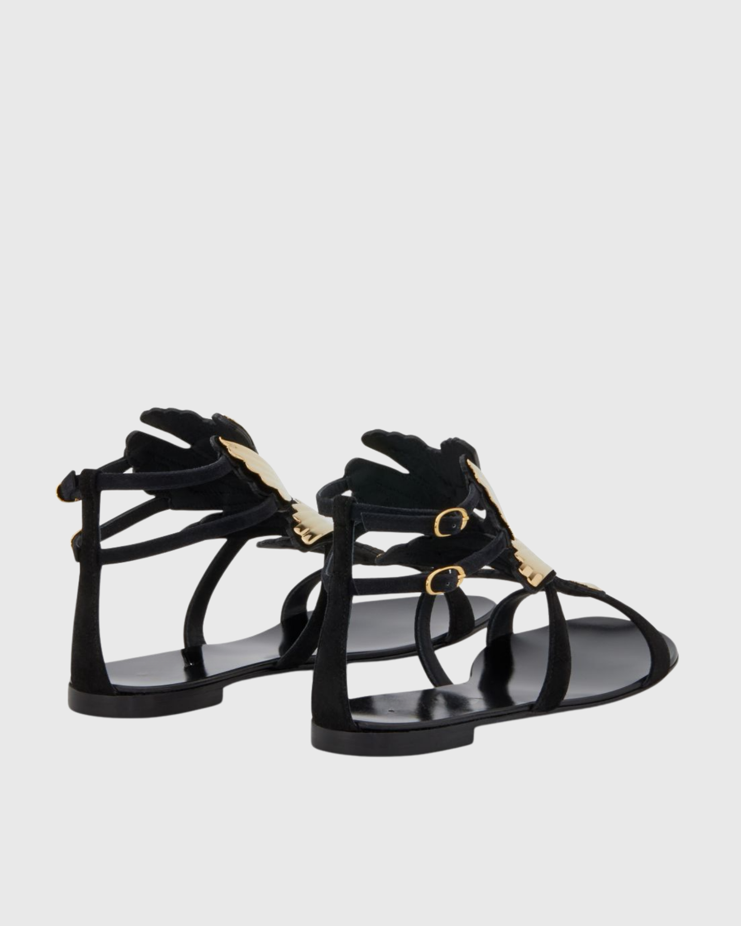 Tatiana Mirrored Wing Flats In Black