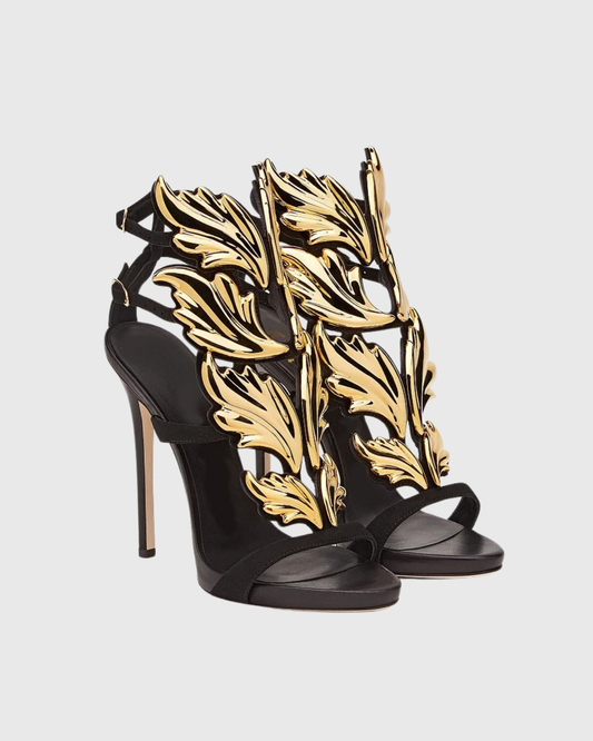 Tatiana Mirrored Wing Sandals In Black