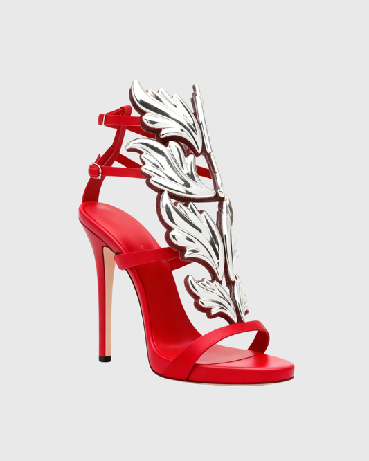 Tatiana Mirrored Wing Sandals In Red