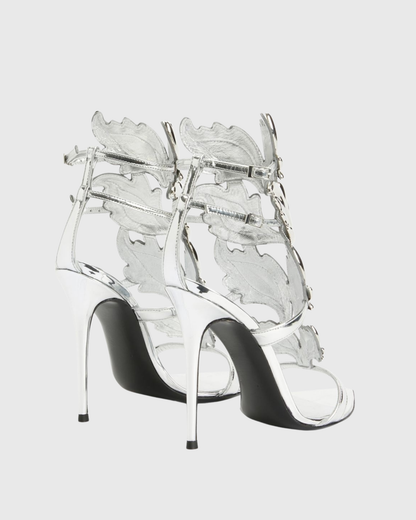 Tatiana Mirrored Wing Sandals In Silver