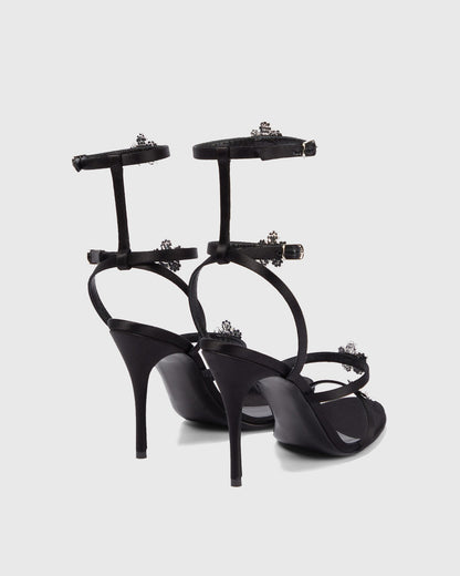 Teo Crystal Flower Strap Sandals