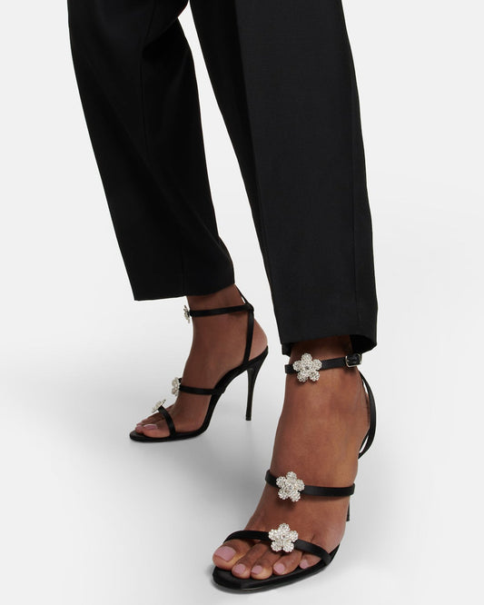 Teo Crystal Flower Strap Sandals