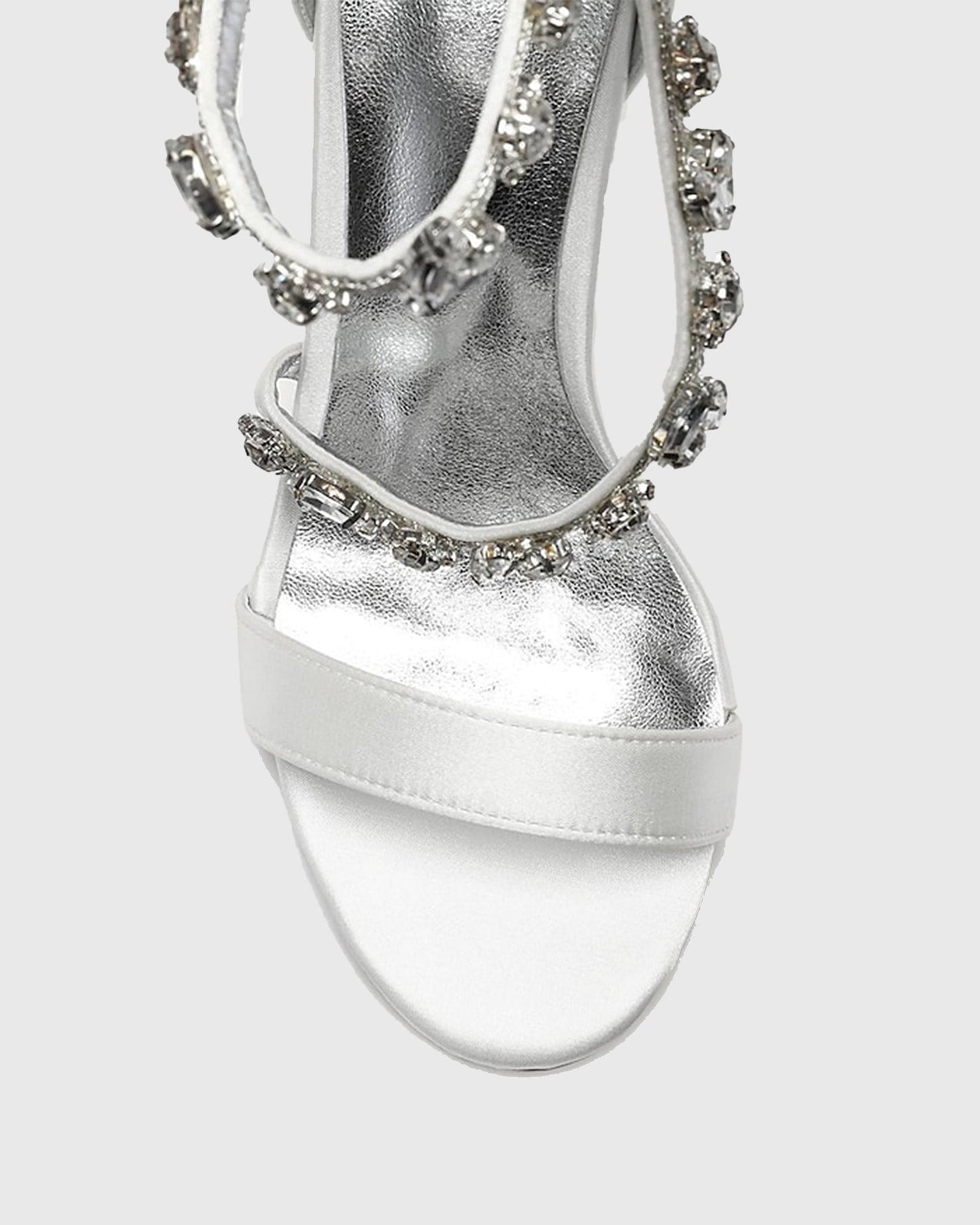 Teofila Rhinestone Satin Sandals In Ivory