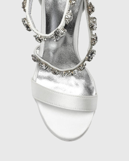 Teofila Rhinestone Satin Sandals In Ivory