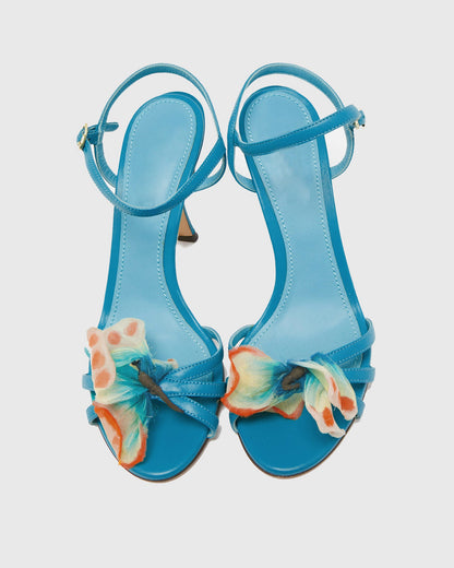 Teresa Mesh Butterfly Strap Sandals In Blue