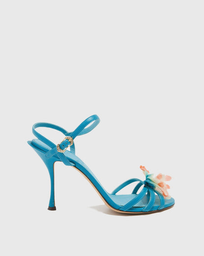 Teresa Mesh Butterfly Strap Sandals In Blue