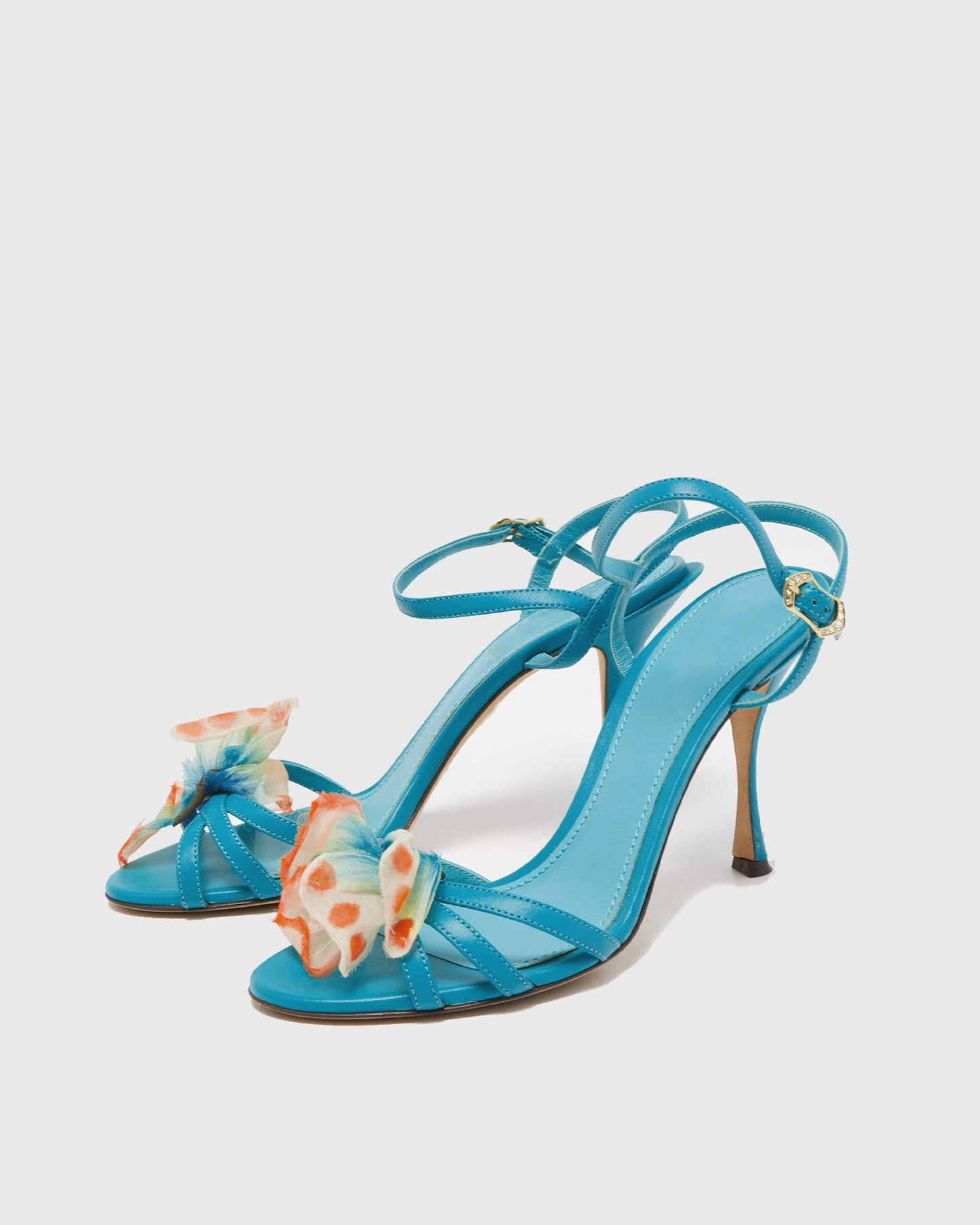 Teresa Mesh Butterfly Strap Sandals In Blue