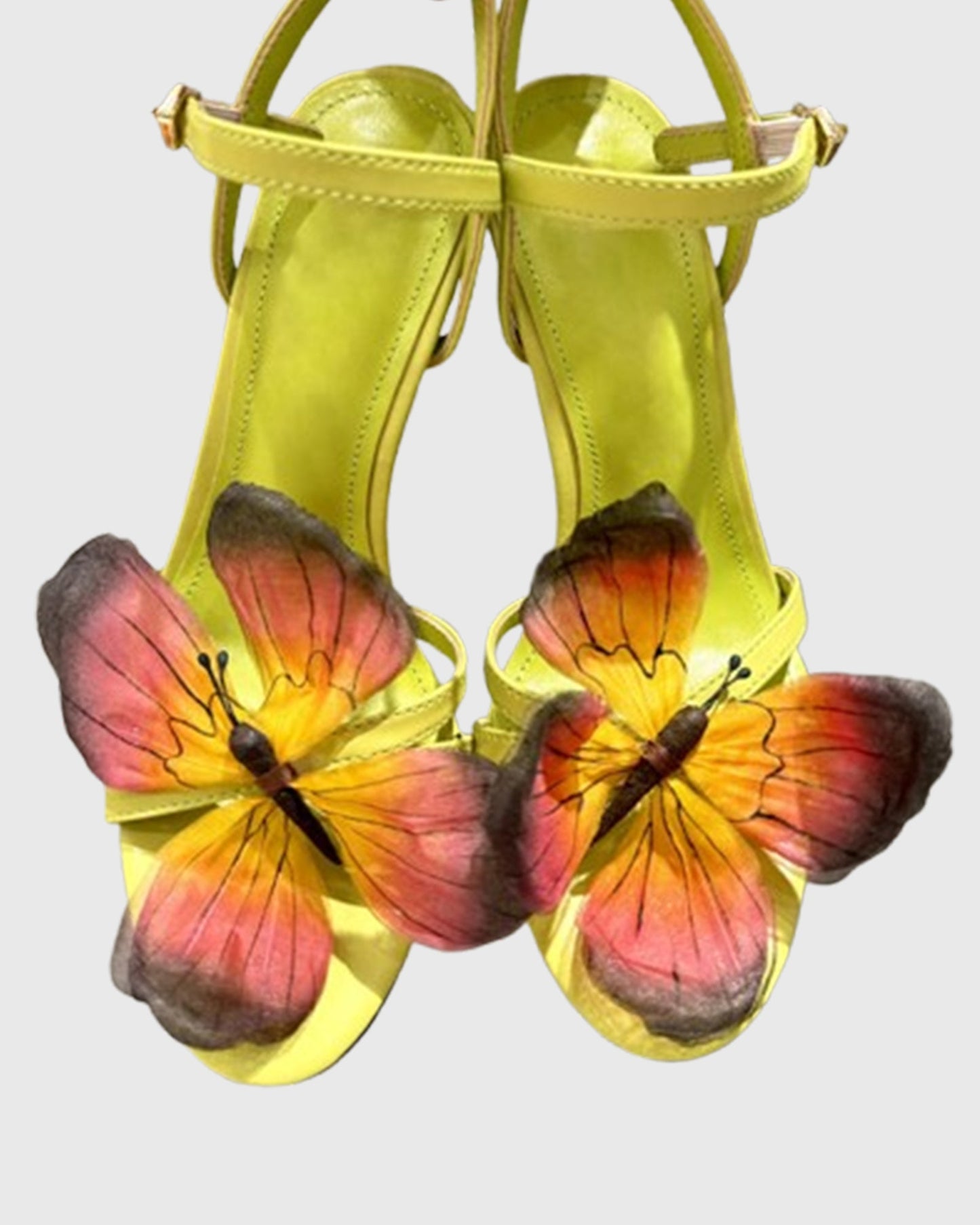 Teresa Mesh Butterfly Strap Sandals In Green