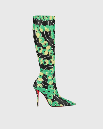 Tersa Green Print Knee Hight Boots
