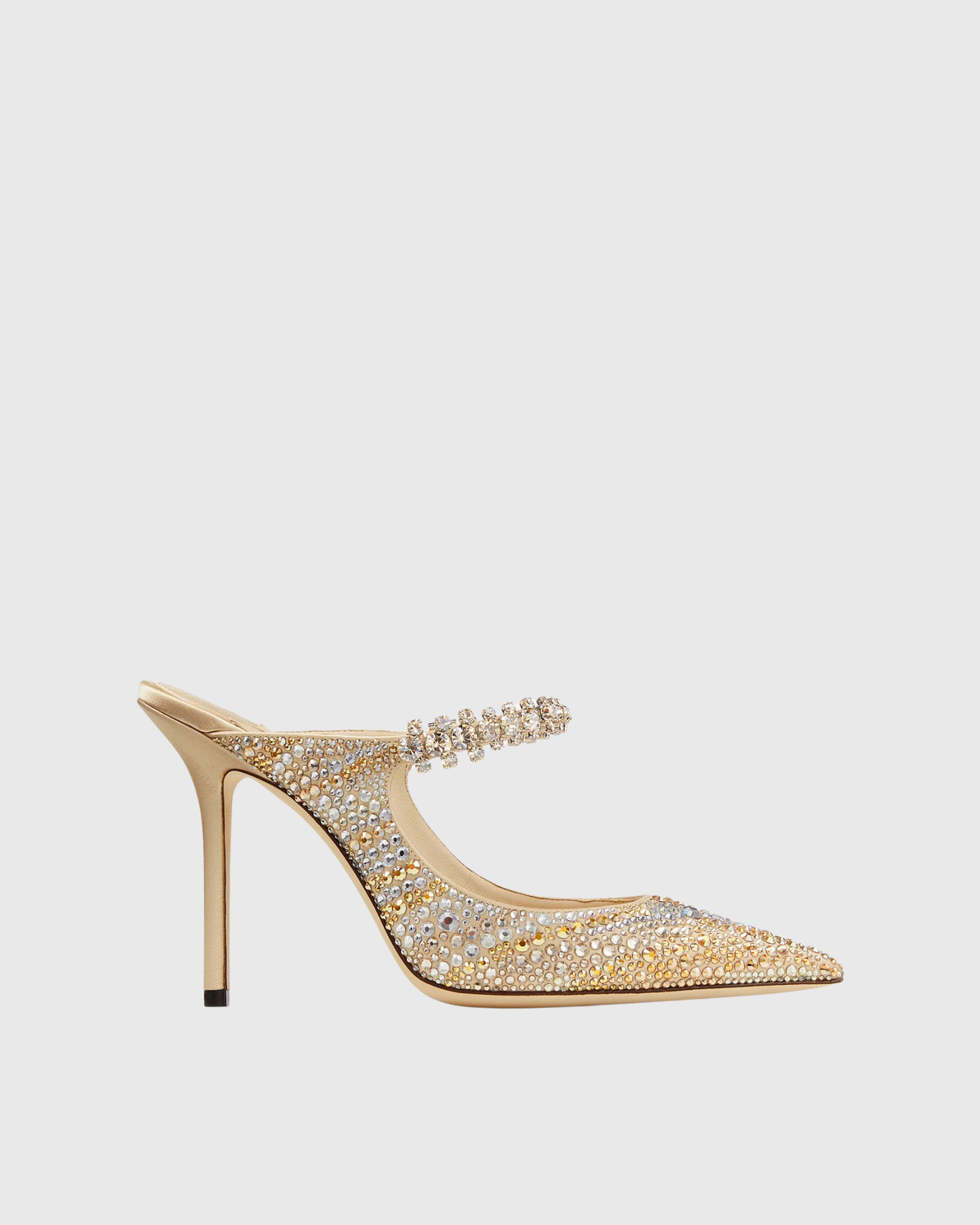 Terza Rhinestone Strap Mules In Gold