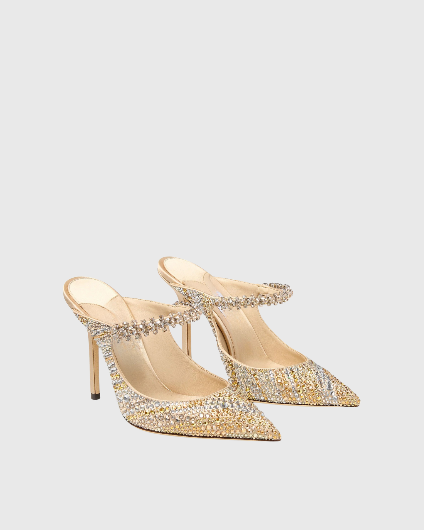 Terza Rhinestone Strap Mules In Gold
