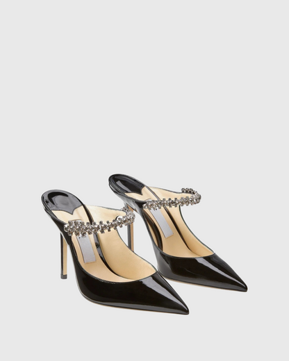 Terza Rhinestone Strap Mules In Black