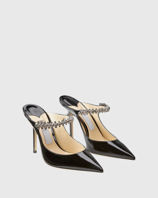 Terza Rhinestone Strap Mules In Black