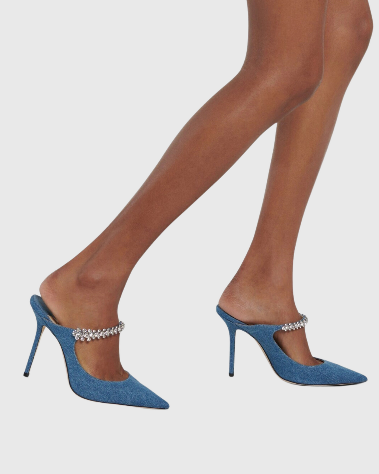 Terza Rhinestone Strap Mules In Blue