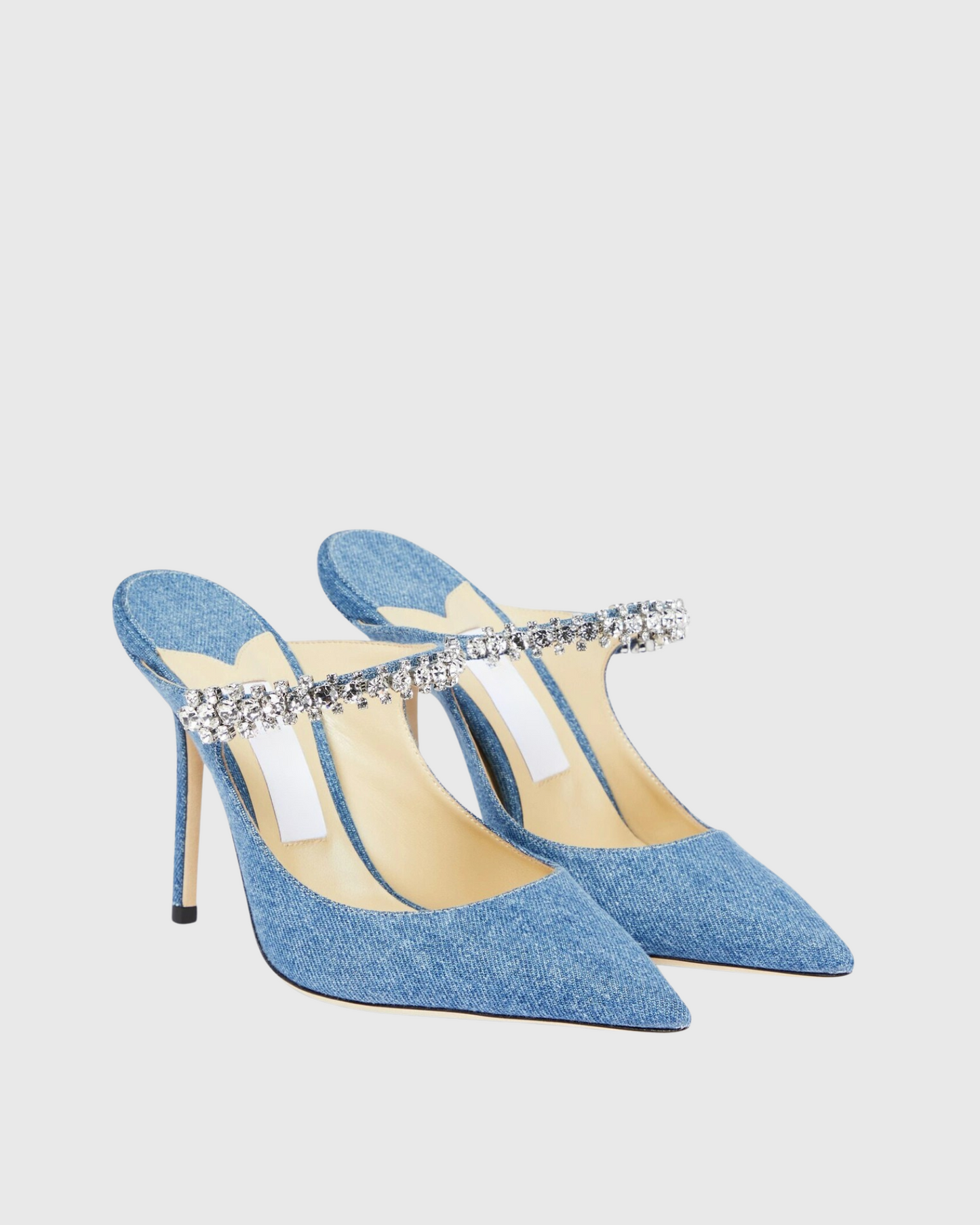 Terza Rhinestone Strap Mules In Blue