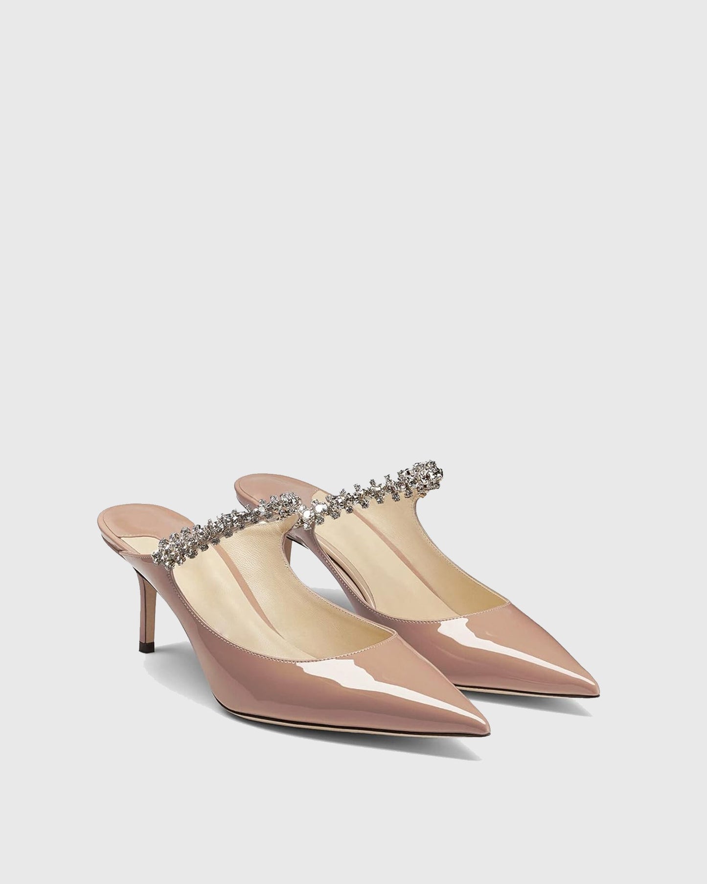 Terza Rhinestone Strap Mules In Natural