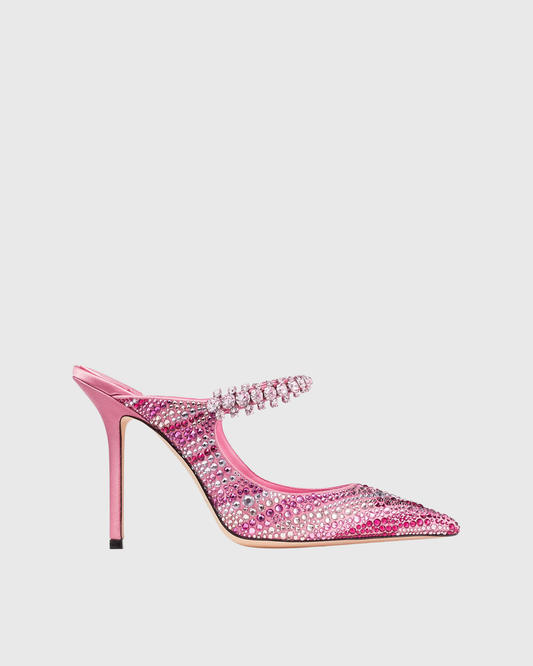 Terza Rhinestone Strap Mules In Pink