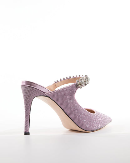 Terza Rhinestone Strap Mules In Violet