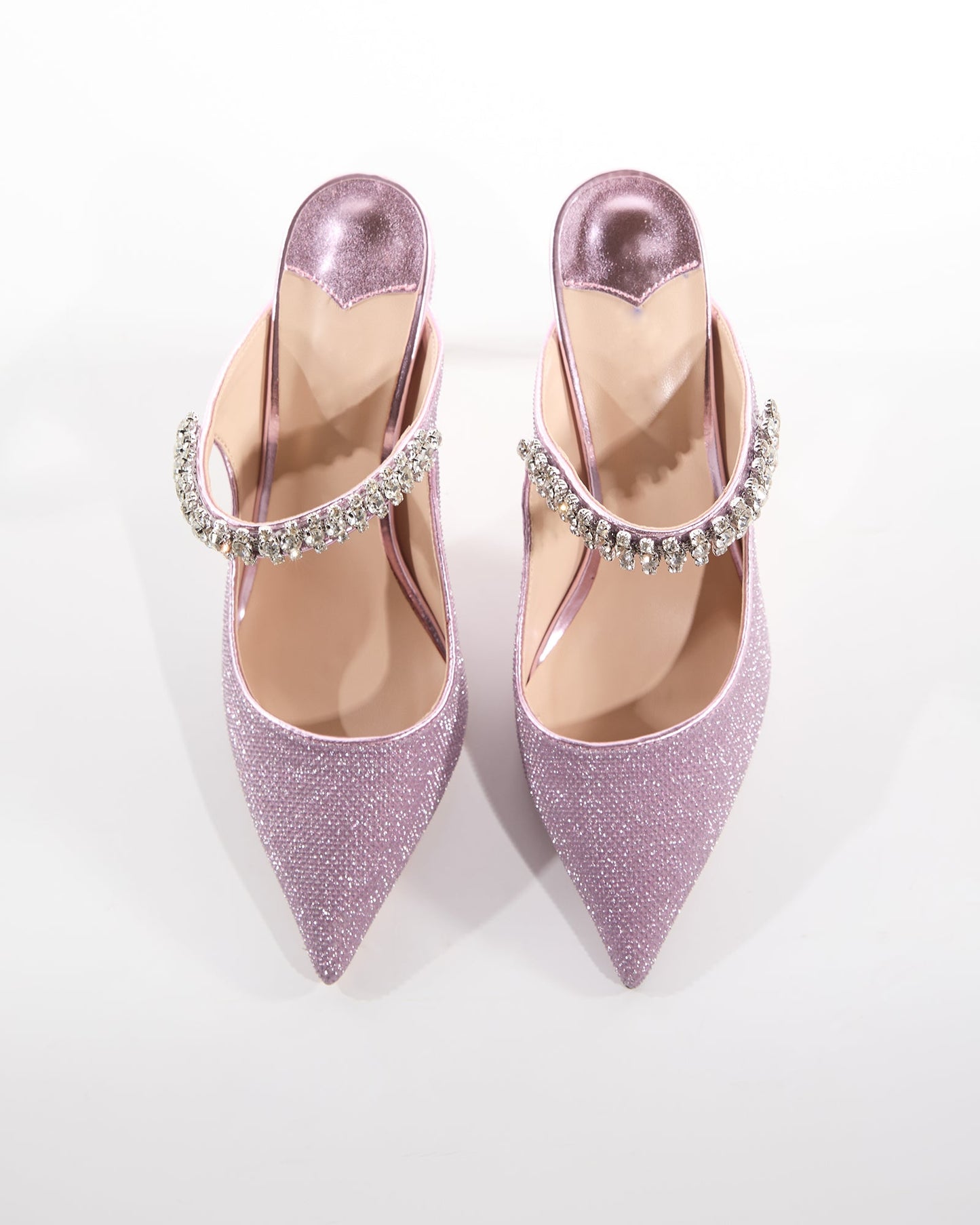 Terza Rhinestone Strap Mules In Violet
