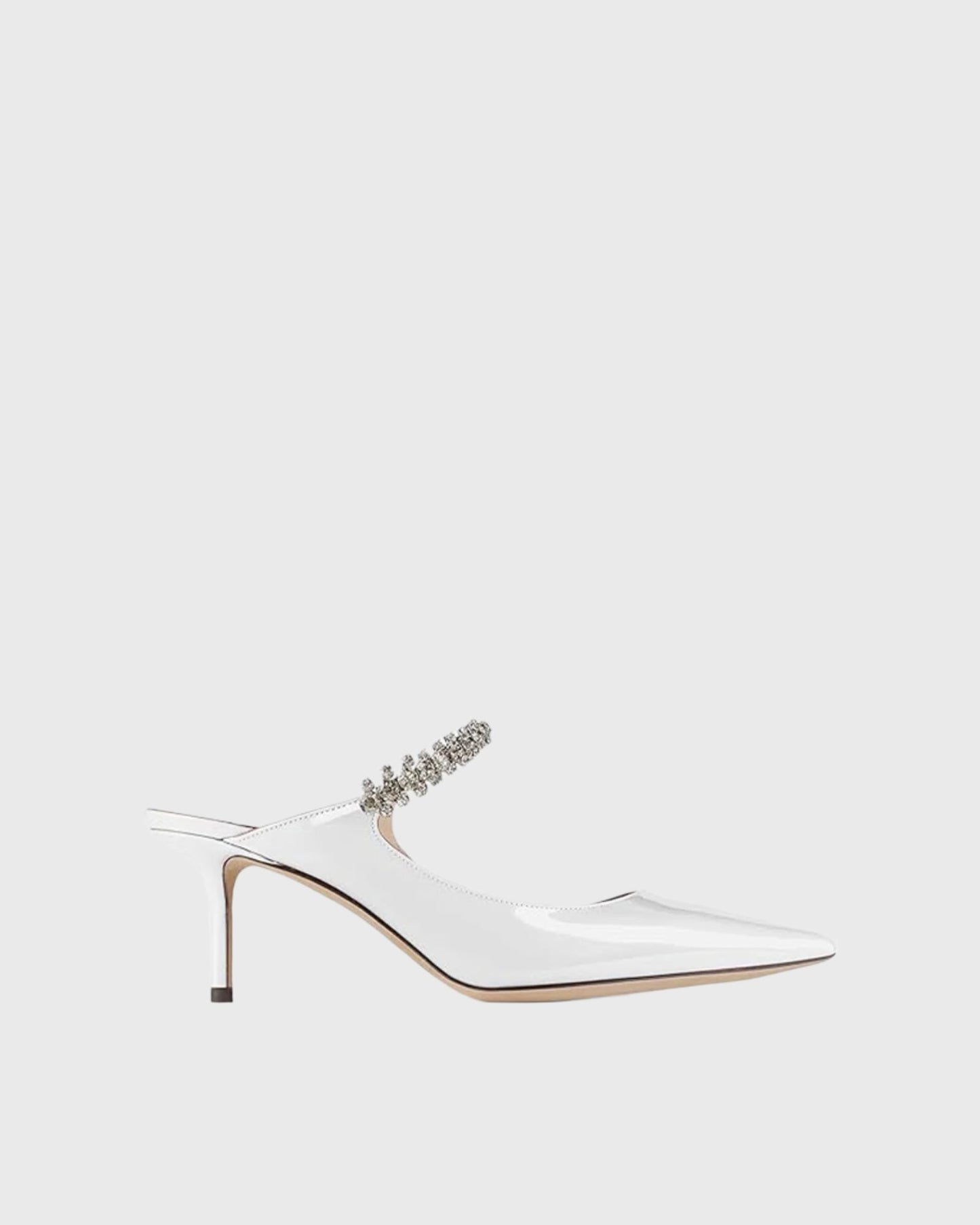 Terza Rhinestone Strap Mules In White