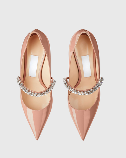 Terza Rhinestone Strap Pumps In Pink