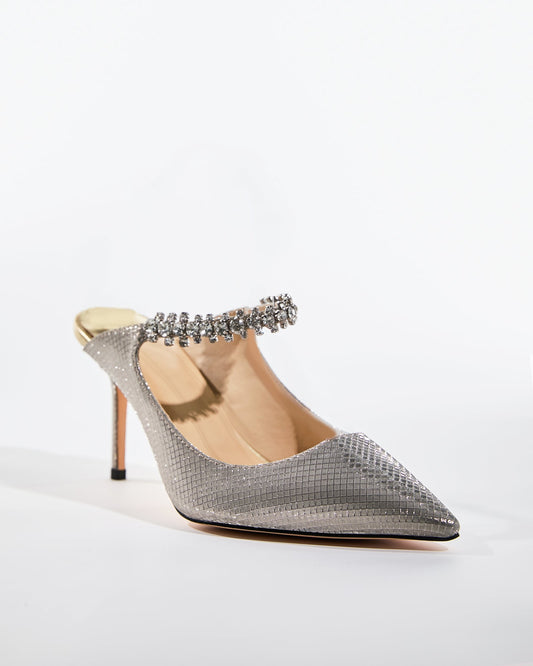 Terza Sparkle Texture Diamond Starp Mules
