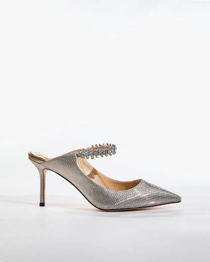 Terza Sparkle Texture Diamond Starp Mules