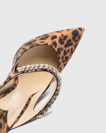 Terza Rhinestone Leopard Print Mules
