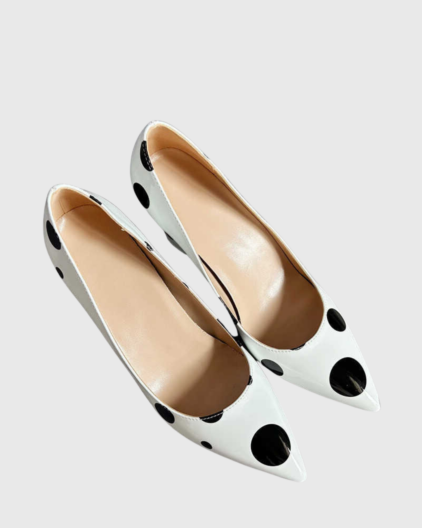 Tina Polka Dots Chunky Pumps In White
