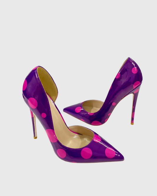 Tina Polka Dots Side Cut Pumps In Purple