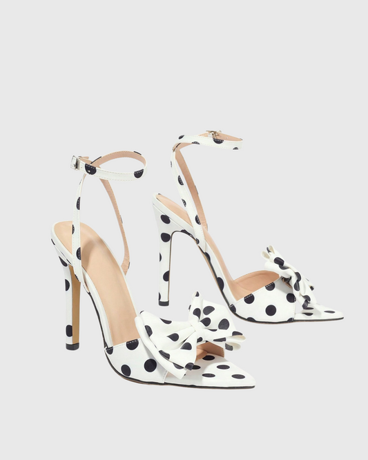 Tina Polka Dots Strap Sandals In White