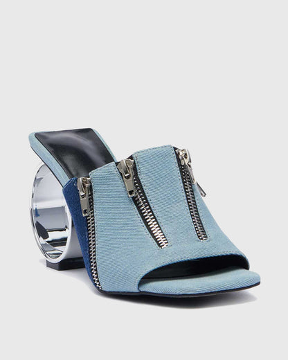 Tonina Denim Metal Circle Slippers