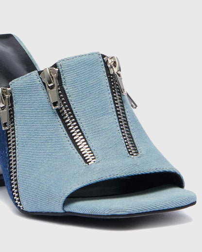 Tonina Denim Metal Circle Slippers