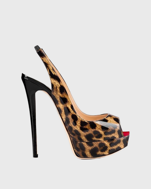 Tove Leopard Print Slingback Platform Sandals