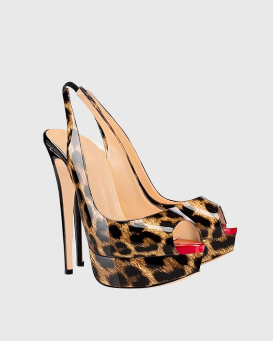 Tove Leopard Print Slingback Platform Sandals