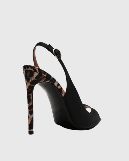 Tove Leopard Print Splicing Slingback Pumps