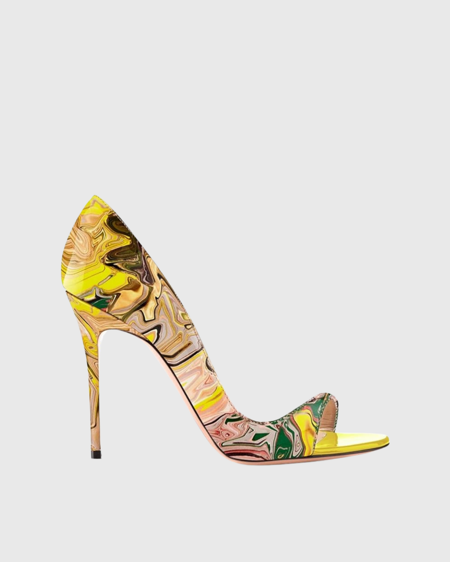 Tove Watercolor Print Pumps In Yellow