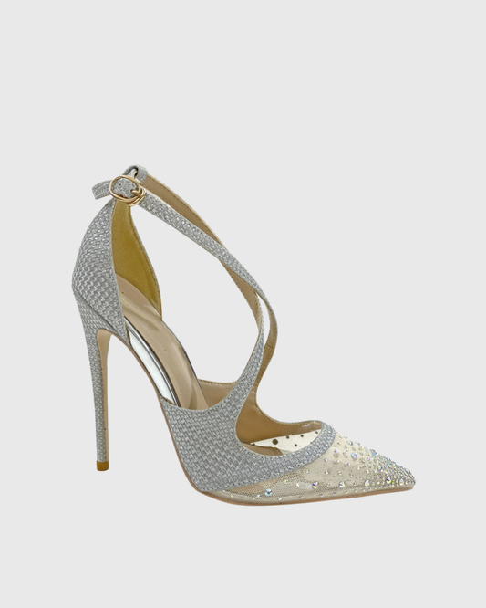 Trinity Rhinestone Cross Strap Pumps