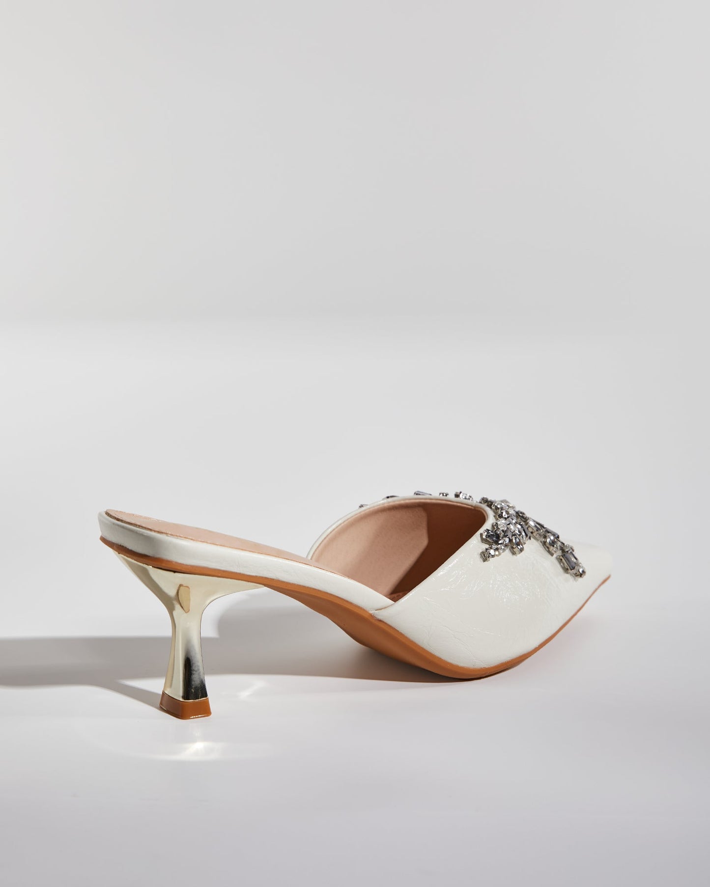 Ula Rhinestone Vine Mules In White