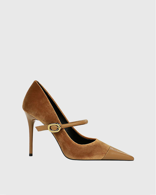 Vada Splicing Velvet Pumps In Brown
