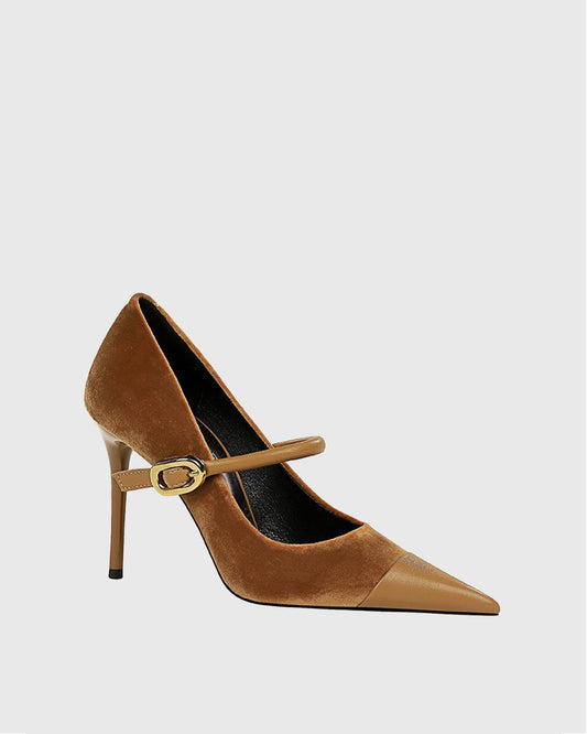 Vada Splicing Velvet Pumps In Brown