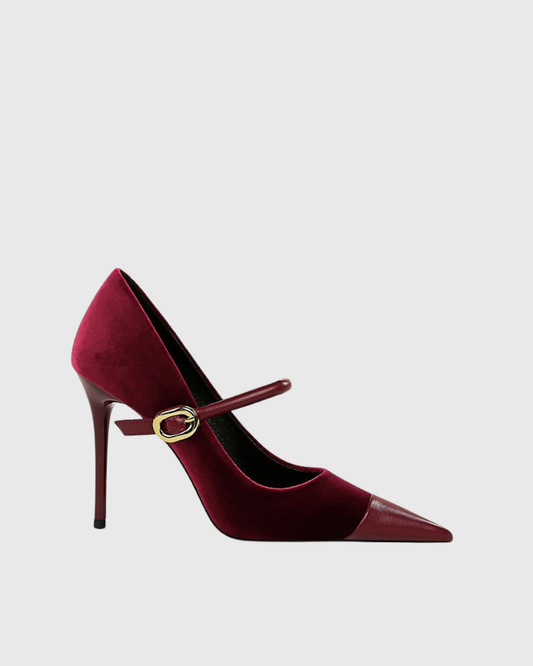 Vada Splicing Velvet Pumps In Red