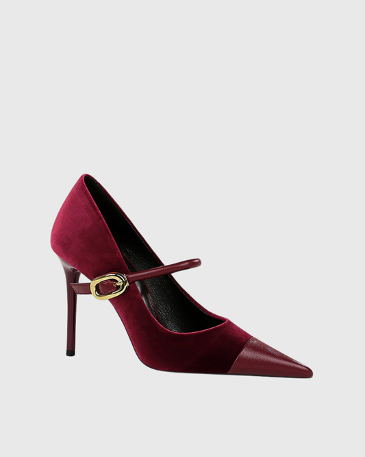 Vada Splicing Velvet Pumps In Red