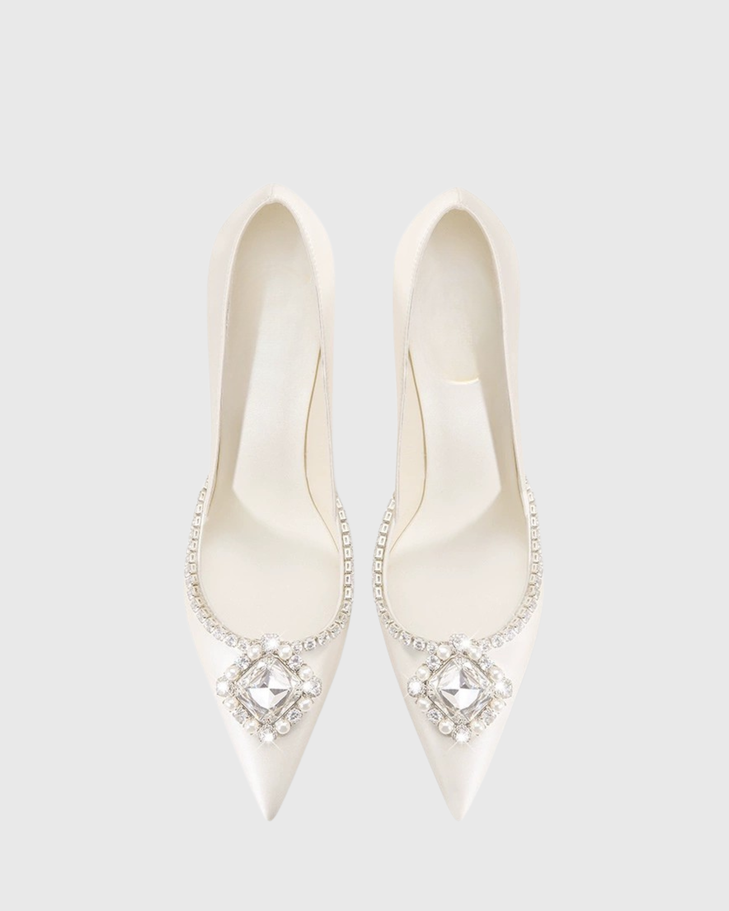 Vaike Rhinestone Satin Pumps In Cream
