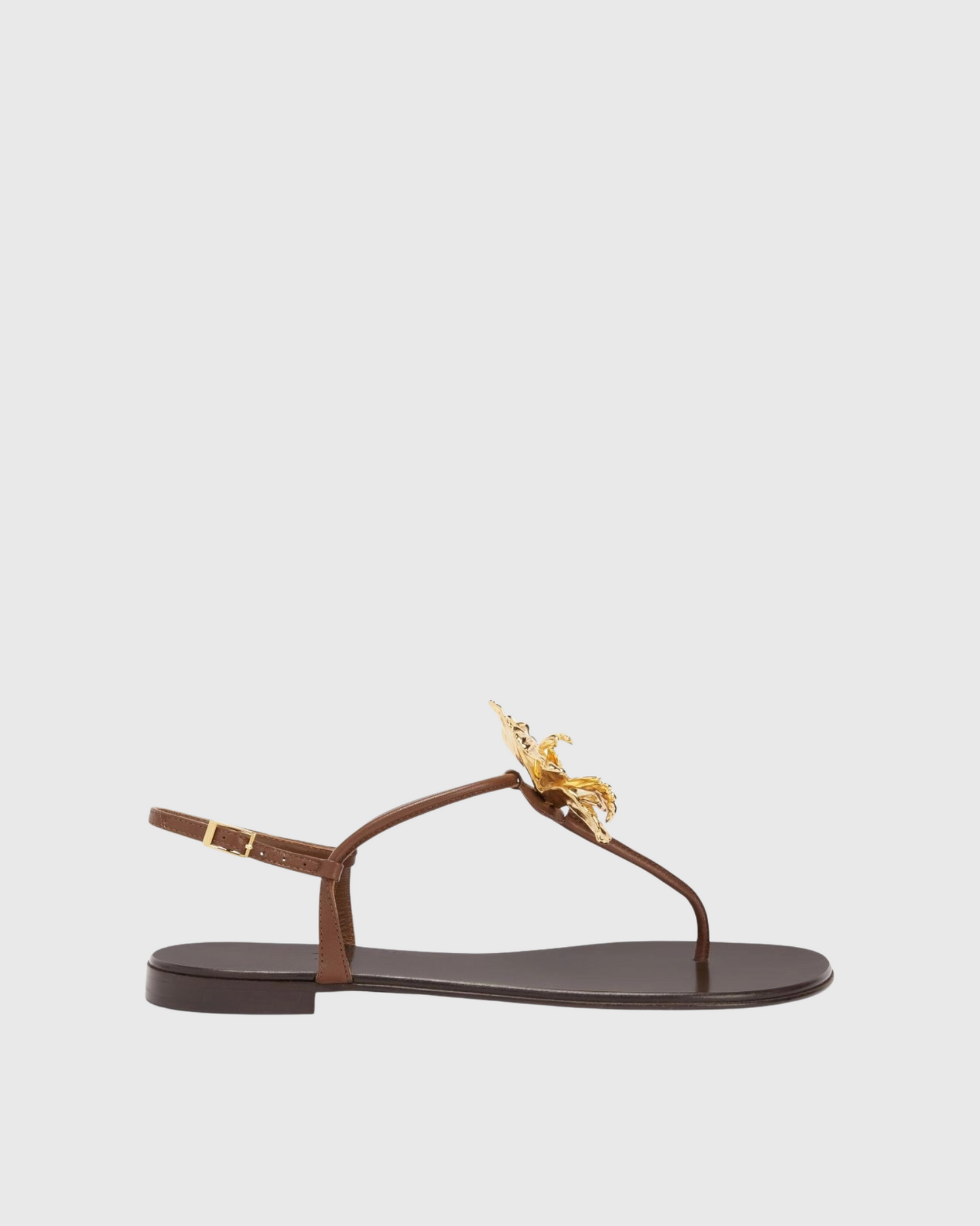 Vail Gold Flower Thong Flats In Dark Brown