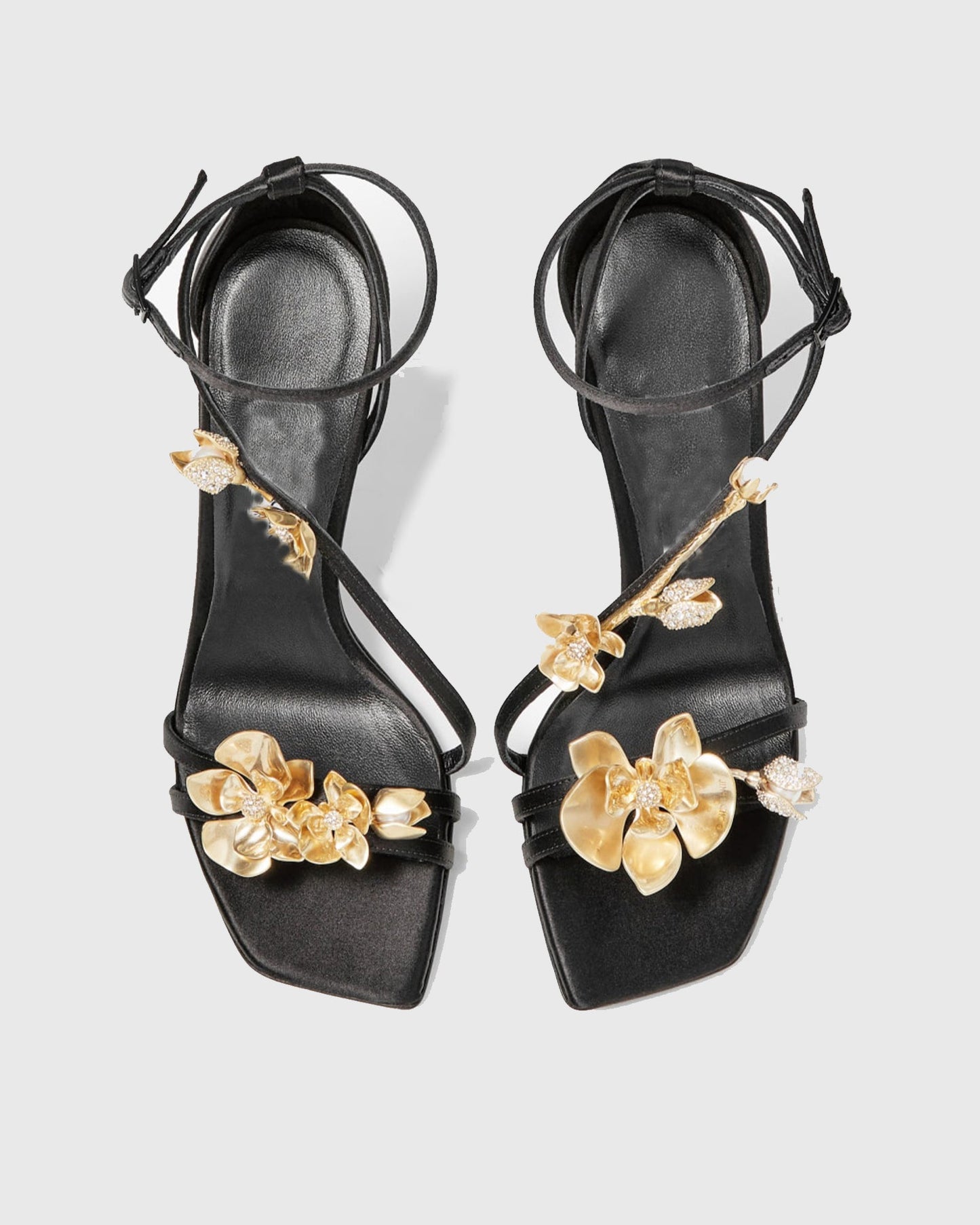 Vail Pearl Metal Flower Lace Up Sandals