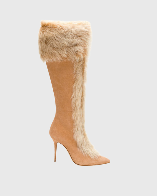 Vallea Faux Fur Boots In Orange